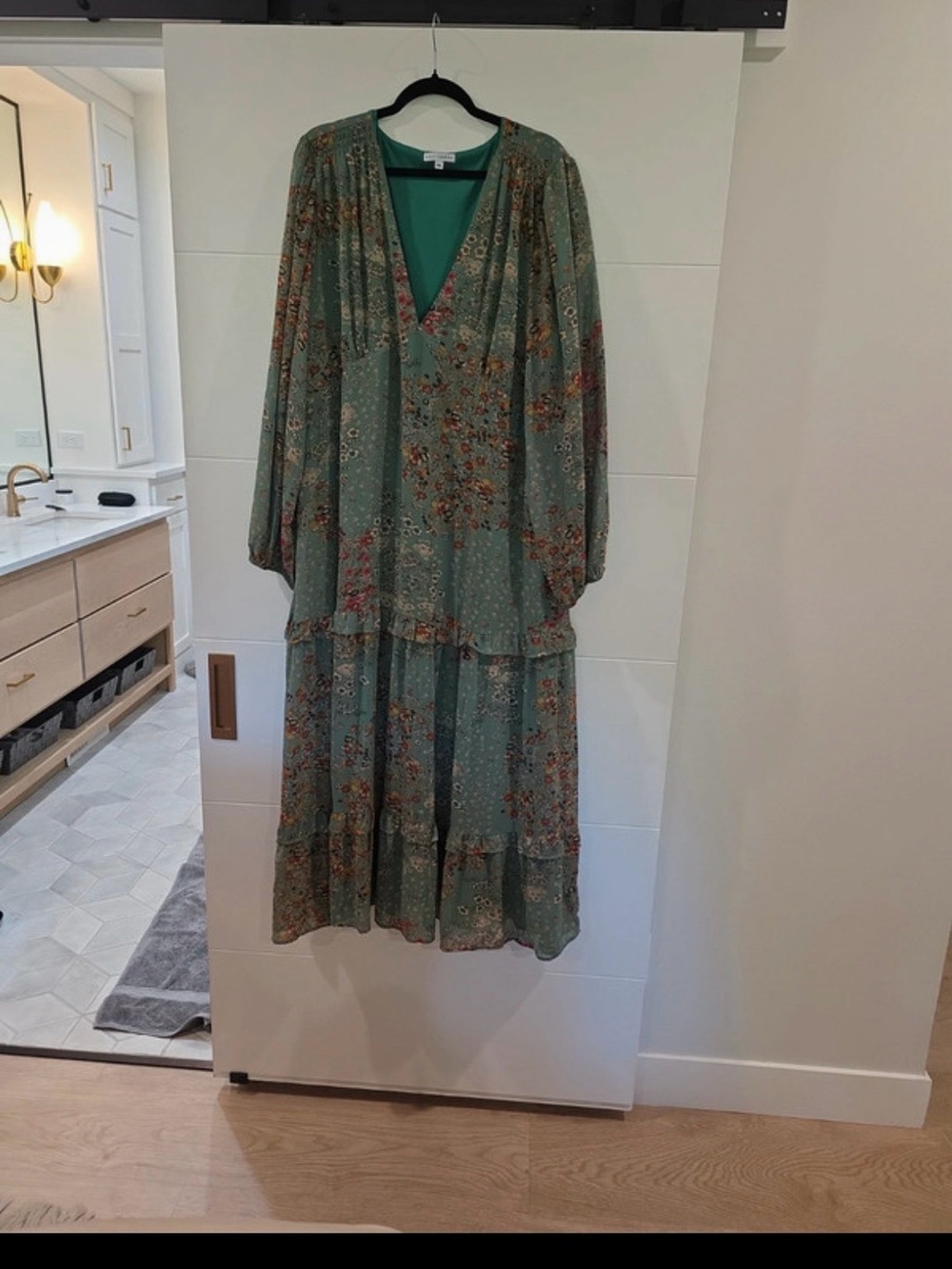 Baltic Born Green Floral V-Neck Tiered Maxi Dress